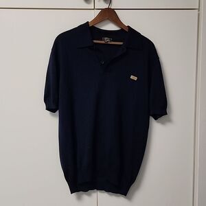 Les Copains jeans women Short Sleeve Collared sweater navy sz 50/US 14 XXL